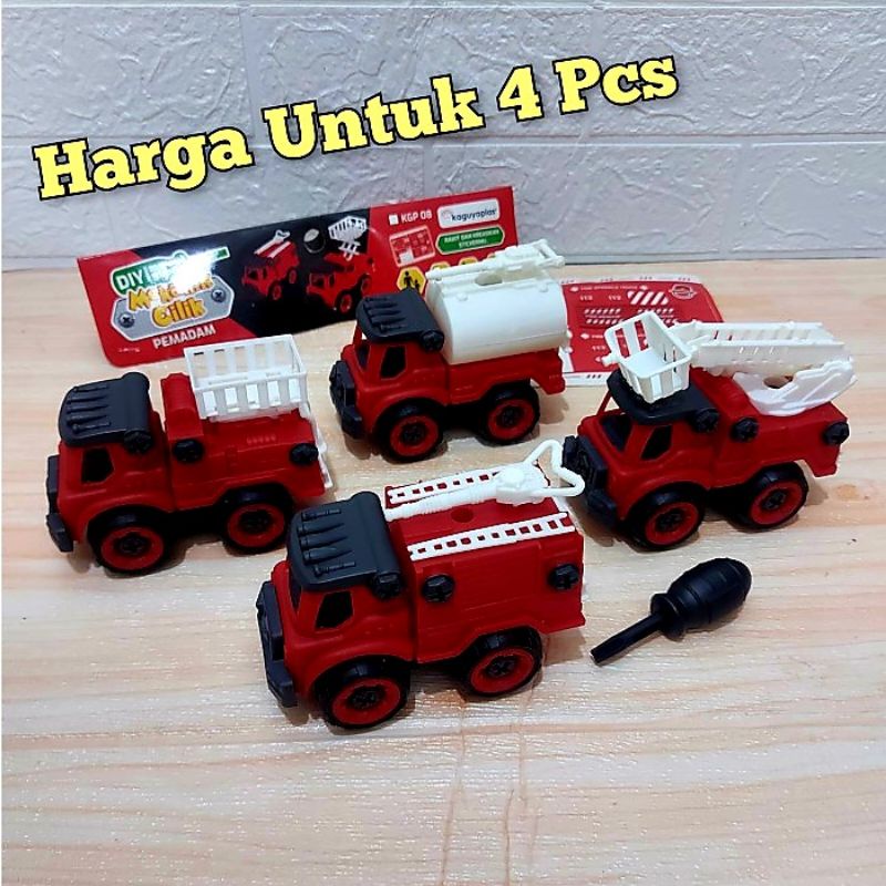 Mainan DIY Set Truk Pemadam Kebakaran - Miniatur Mobil Truck Anak Laki Cowok