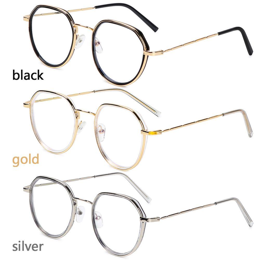 ❈ROWAN❈ Fashion Vintage Glasses Anti Radiation Retro Round Frame Myopia Eyeglasses Reduces Eye Strain Anti Blue Light Plain glasses Unisex Optical Eyewear/Multicolor