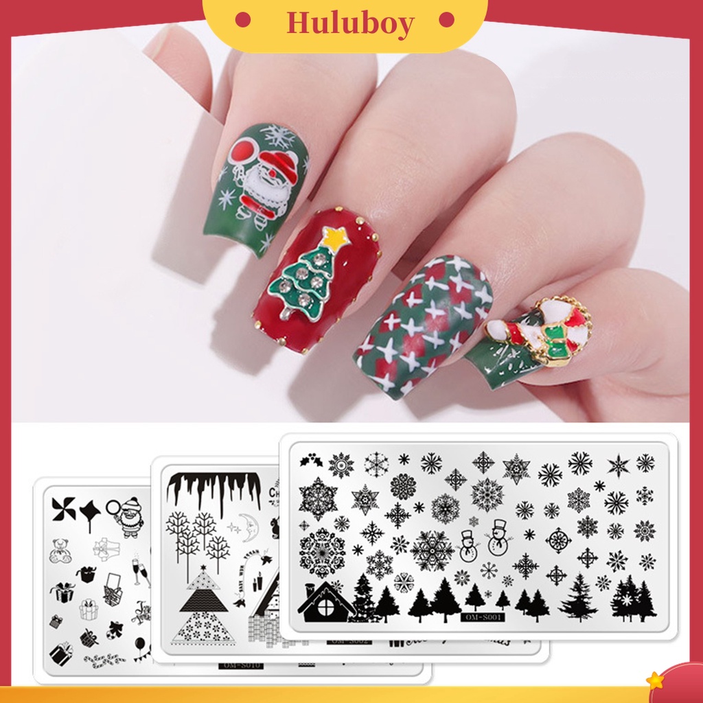 Huluboy Huluboy♡ Plat Stempel / Cap Kuku Motif Natal / Snowflake / Snowman