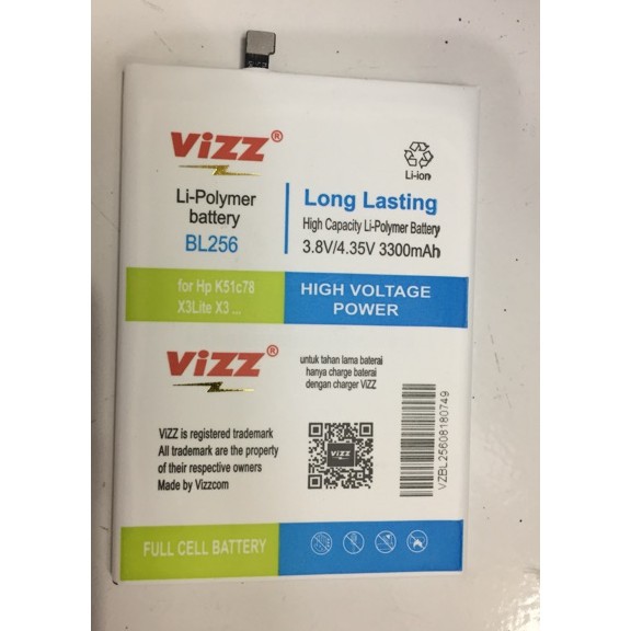 Vizz Double Power Batre Baterai Vizz Lenovo A7010 Vibe K4 Note X3 Lite BL-256 BL256 BL 256