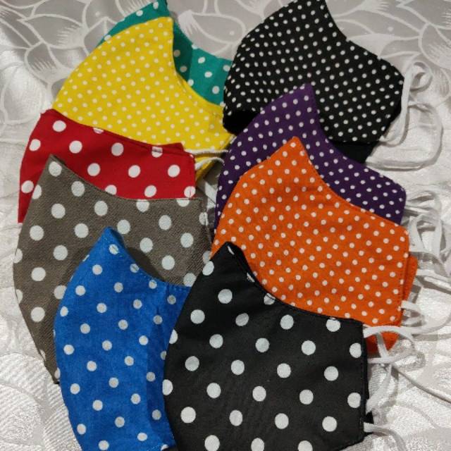 Masker polkadot 3ply bahan katun