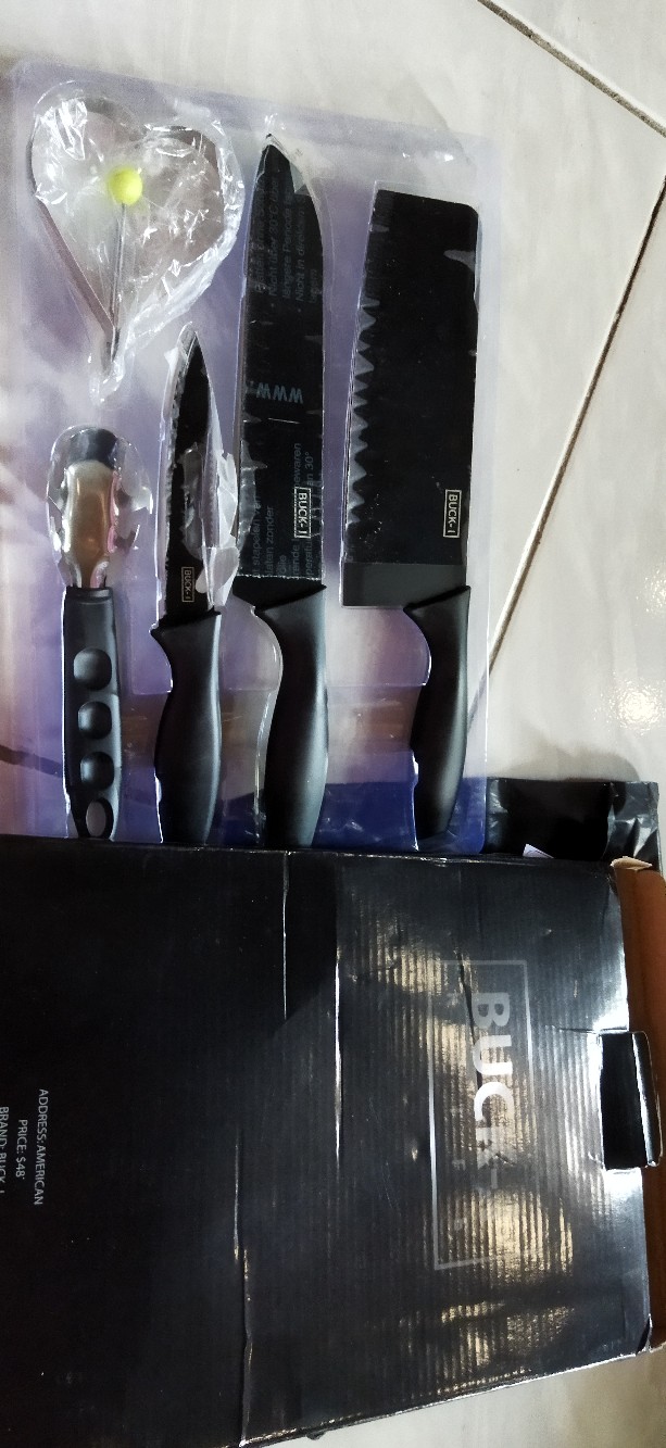 Set Pisau Dapur Hitam 5 Pcs In 1 Cetakan Telur Chef Knife-terbaru Cod