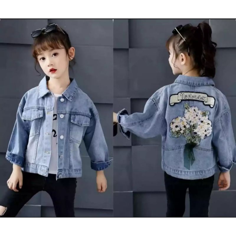 JAKET JEANS ANAK//JAKET ANAK PEREMPUAN KARAKTER BORDIR MEONG USIA 2-7 TAHUN