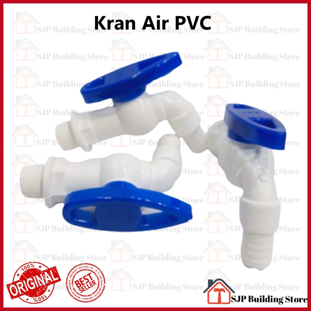 Kran Plastik Putih Biru Puteran Engkol Ukuran 1/2&quot; Keran Taman Kamar Mandi Pvc Setengah Inch