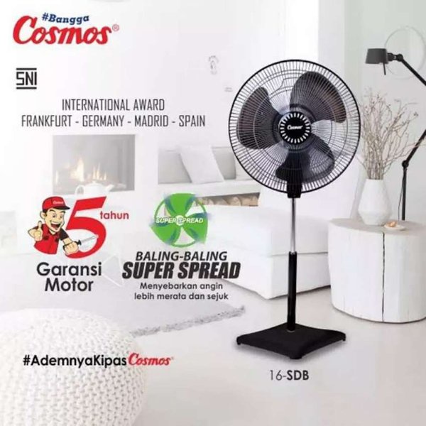 KIPAS ANGIN COSMOS STAND FAN 16 SDB - Black 16 INCH ORI BERGRANSI