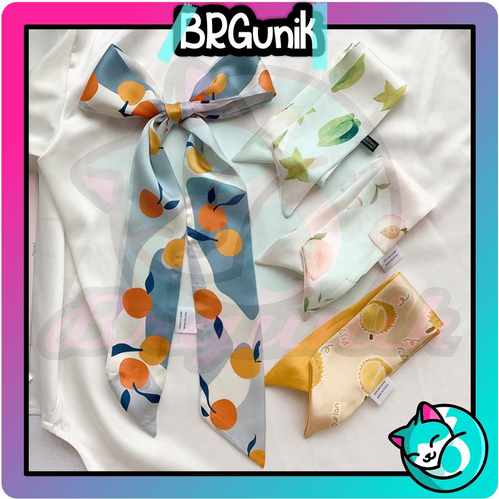 BRGUNIK Mini Scarf Twilly, Scarf Leher, Scarf Tas, Bahan High Grade Silk Immitation Korea R371