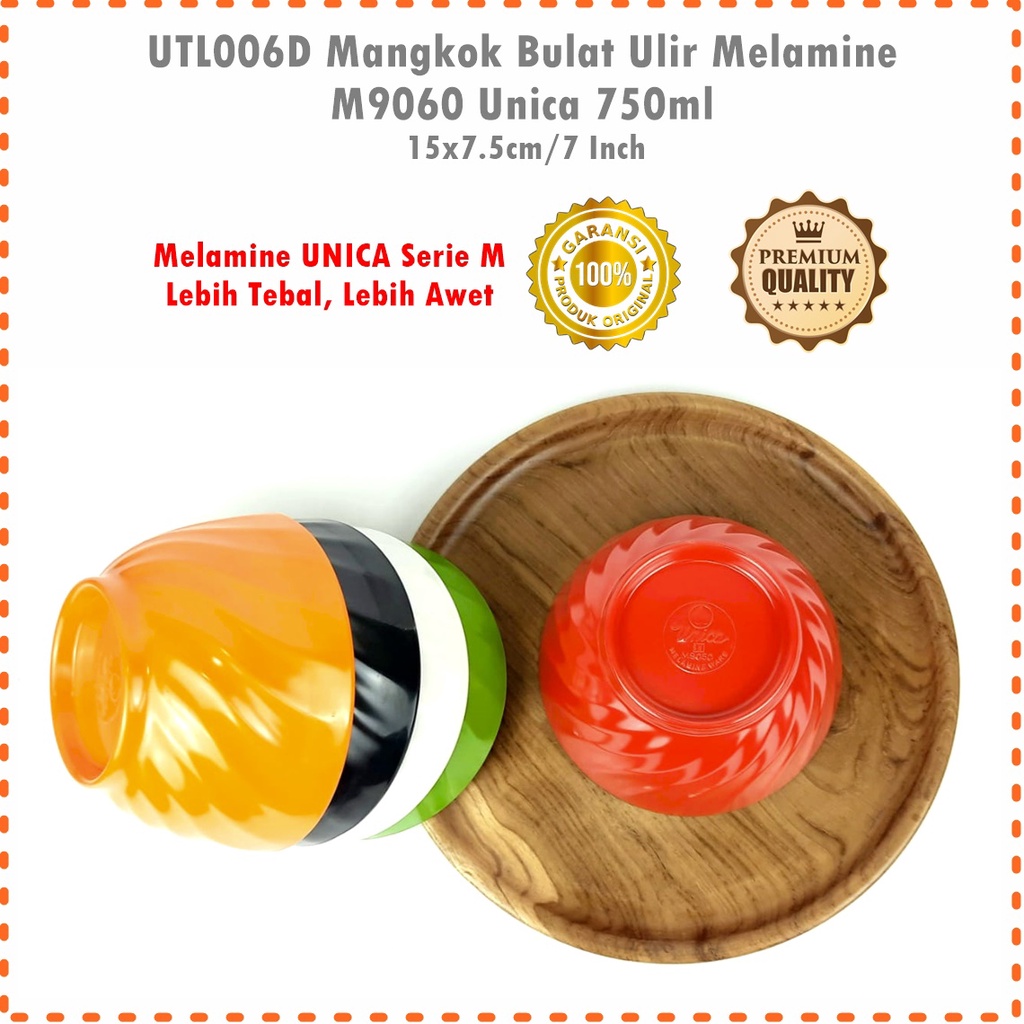 UTL006D Mangkok Bulat/Mangkok Bakso Ulir Melamine M9060 Unica 750ml