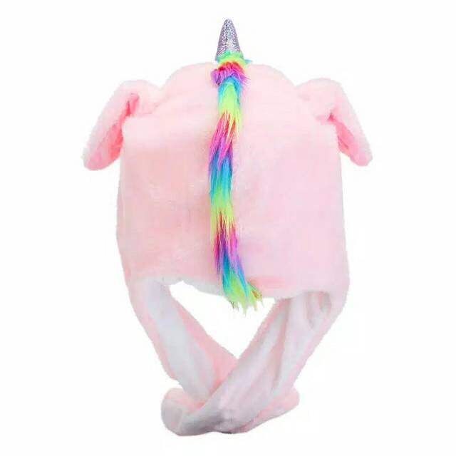 Topi bunny unicorn LED KUPLUK KEPALA KUDA KELINCI TANDUK WARNA WARNI LUCU