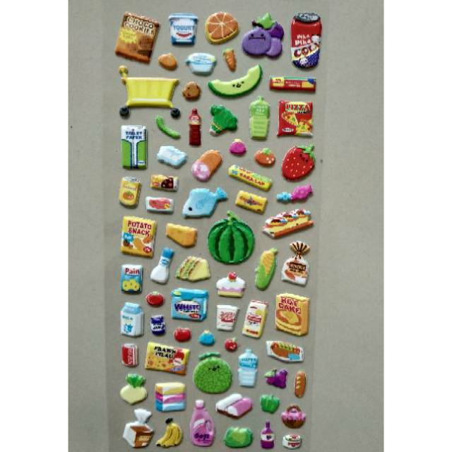 

Stiker timbul MAKANAN KUE SNACK 10x22cm
