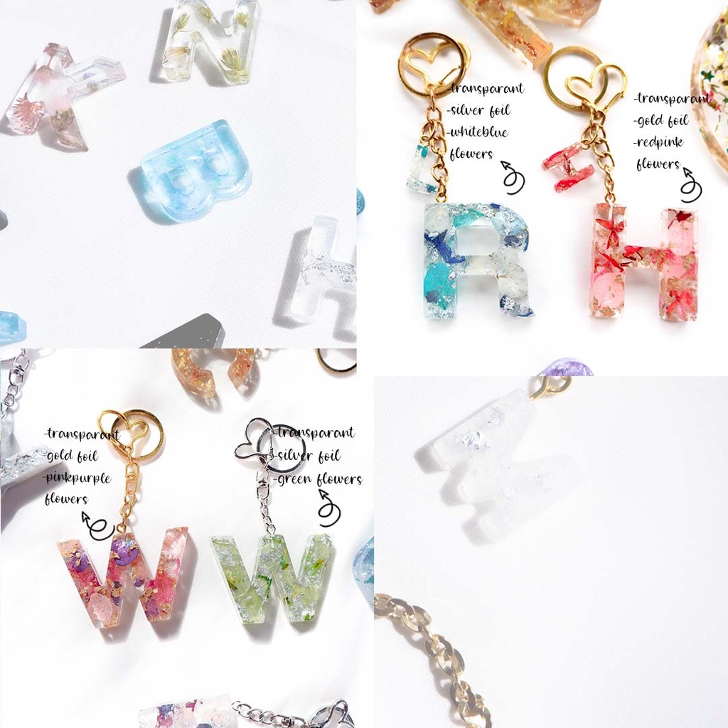 (1HURUF BESAR)CUSTOM GANTUNGAN KUNCI MOTOR/MOBIL/RUMAH/GANTUNGAN HP/USB/KPOP/RESIN KEYCHAIN RESIN INITIALS ALPHABET LUCU UNIK