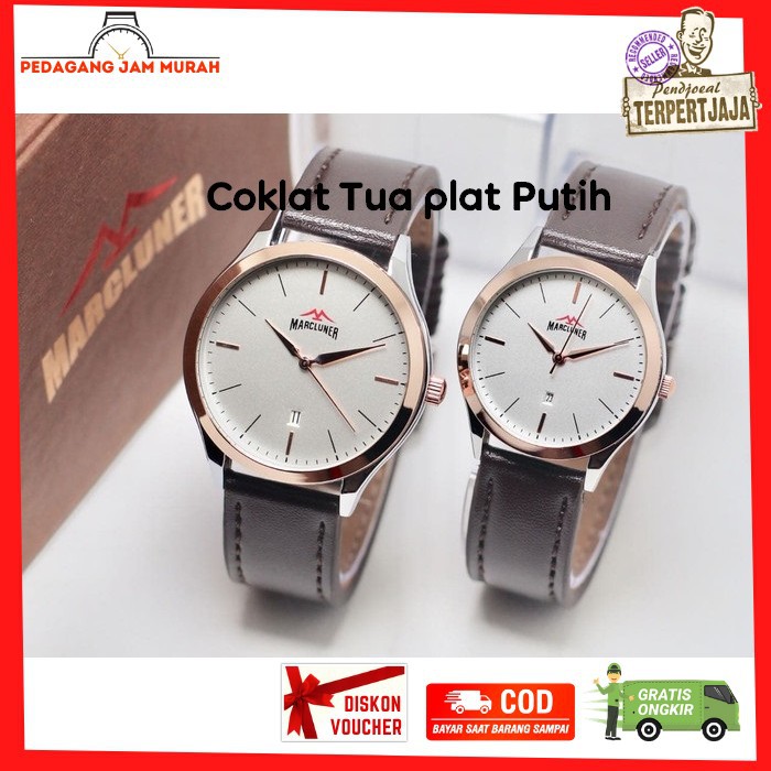 Jam Tangan Couple Marcluner Kapel Kapelan Pasangan Original Ori Anti Air Tali Kulit Asli Exclusive