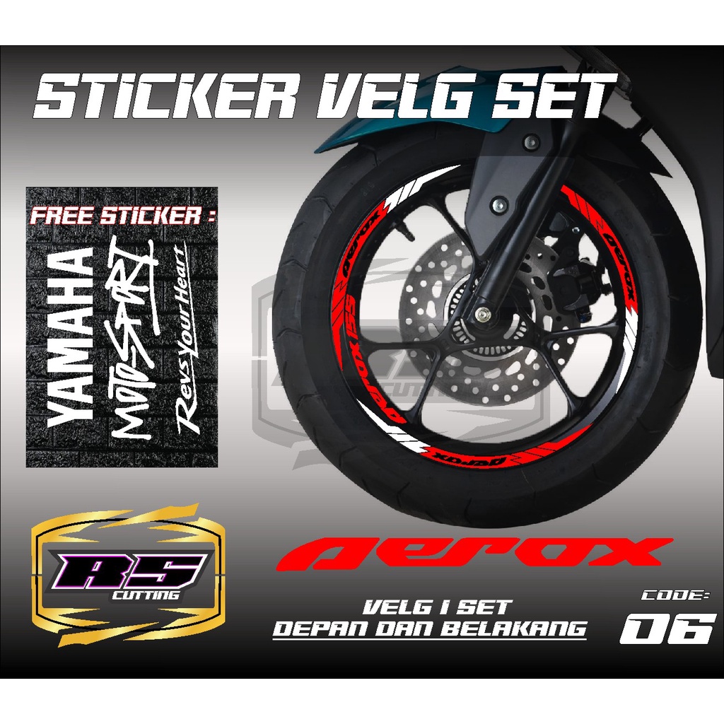 Cutting Sticker Velg AEROX- Aksesoris Motor Stiker Lis Velg  YAMAHA AEROX Skotlet Sticker Lis PELEK 