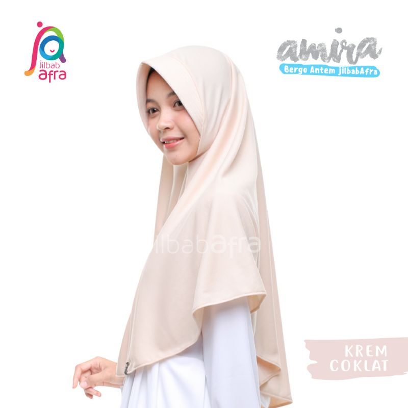 Amira SIZE L Jilbab Instan Ped Antem Bahan Kaos  Ori Jilbab Arfa ex Afra-Kremcok