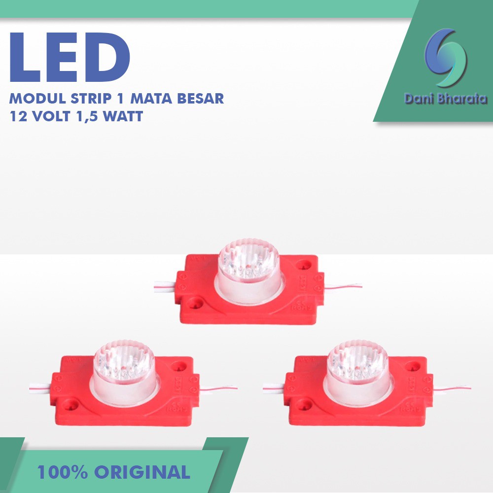 LAMPU LED 1 MATA MODUL STRIP 1 MATA BESAR 12 VOLT 1,5 WATT PUTIH KUNING MERAH BIRU HIJAU UNGU PINK