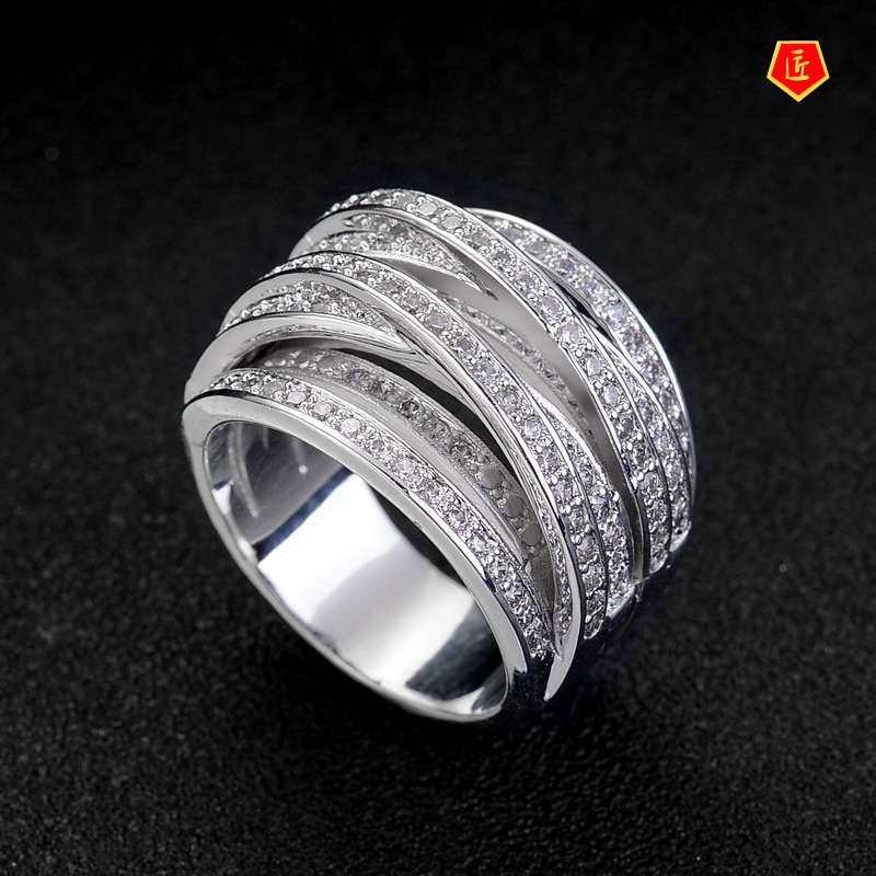 [Ready Stock]Multi-Layer Micro Inlaid with Diamond Ring Fashion Personality