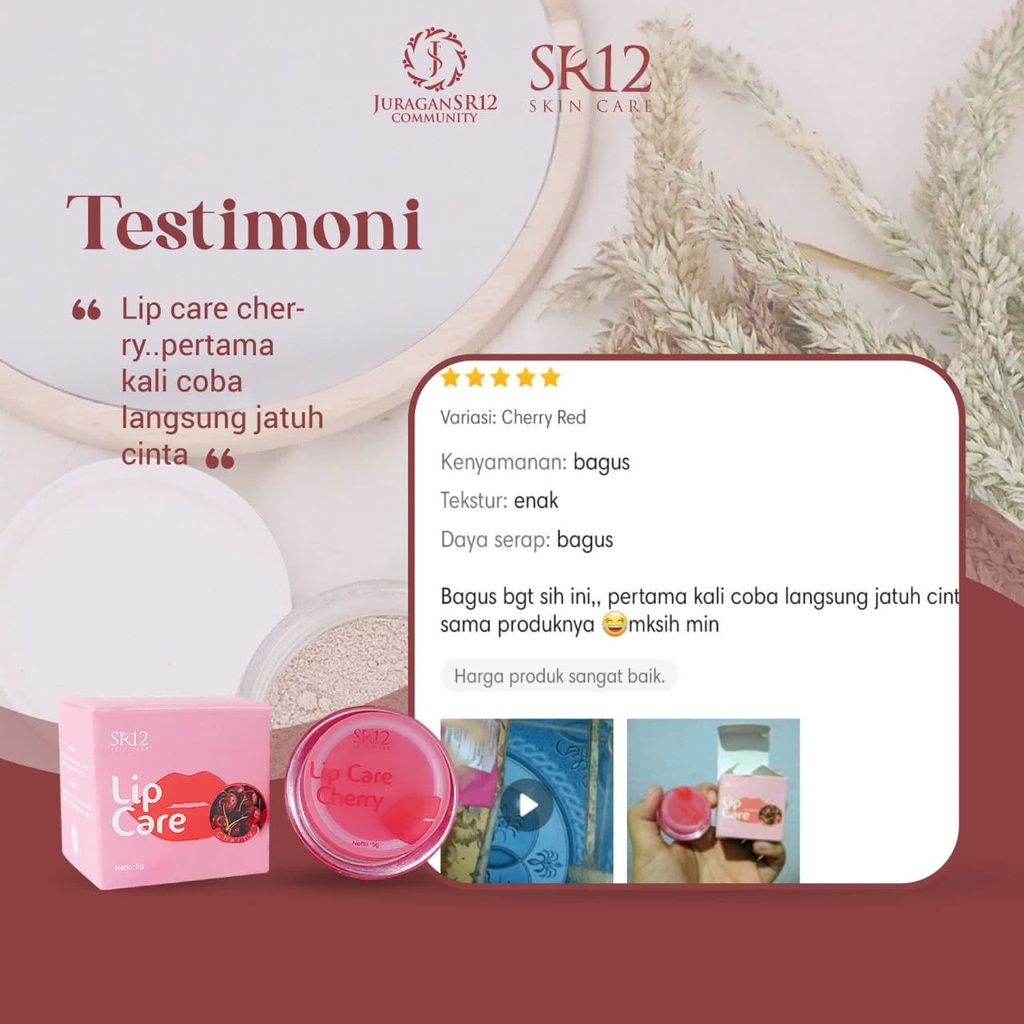 LIPCARE CHERY RED SR12 LIP CARE BALM CHERRY CHERY LIBBAM PELEMBAB KRIM CREAM PENCERAH BIBIR HITAM PRIA WANITA BIBIR PECAH KERING MURAH ORIGINAL BPOM BEST SELLER!!..