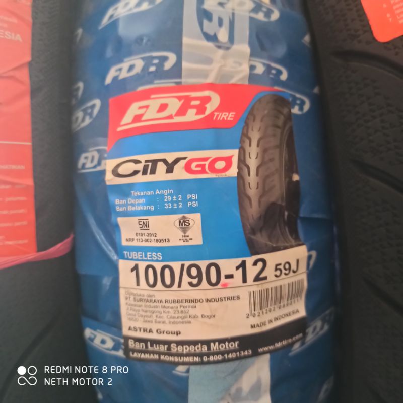 FDR - City Go Ban tubeless 100/90 110/90-12 Ring 12 Tubeless scoopy genio vespa