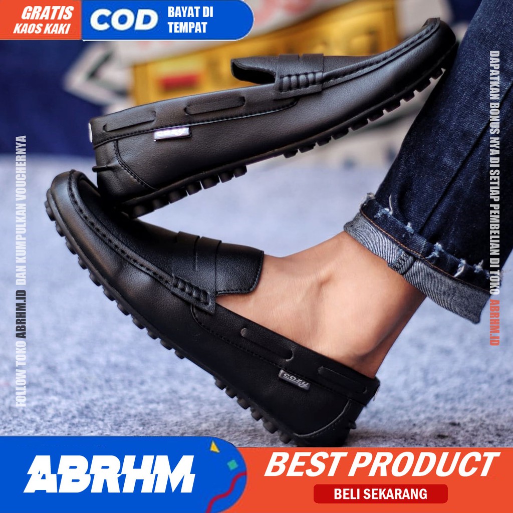 ABRHM X VERONA Sepatu Kasual Pria Sepatu Pria Casual Slop Anti Slip Kulit Pu Cowo/Cowok Sepatu Kerja Kantor Semi Formal Kuliah Kondangan Gaya keren Kekinian Murah Terlaris