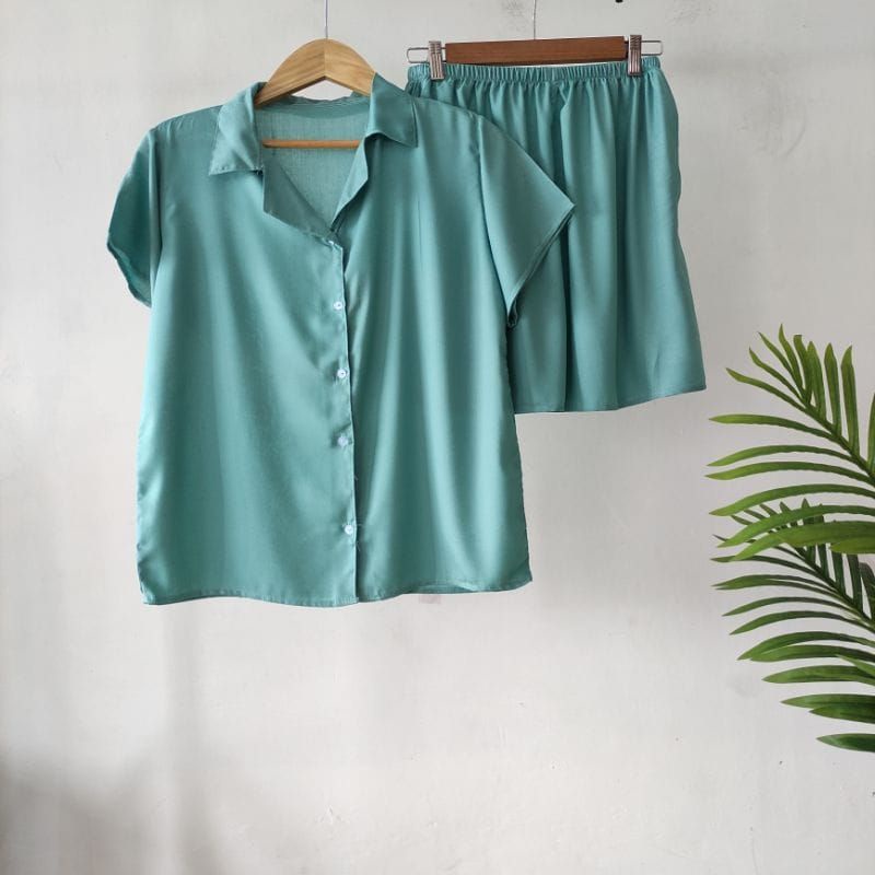 PIYAMA KANCING PENDEK | PIYAMA RAYON | BAJU TIDUR RAYON-KCB TOSCA