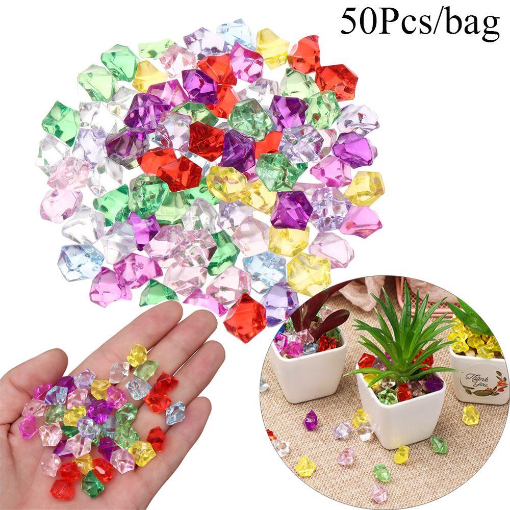 Solighter 50 Pcs/Tas Batu Buatan DIY Kerajinan Confetti Warna-Warni Tangki Ikan Dekorasi Batu Bulat Aquarium Landscape Pebbles