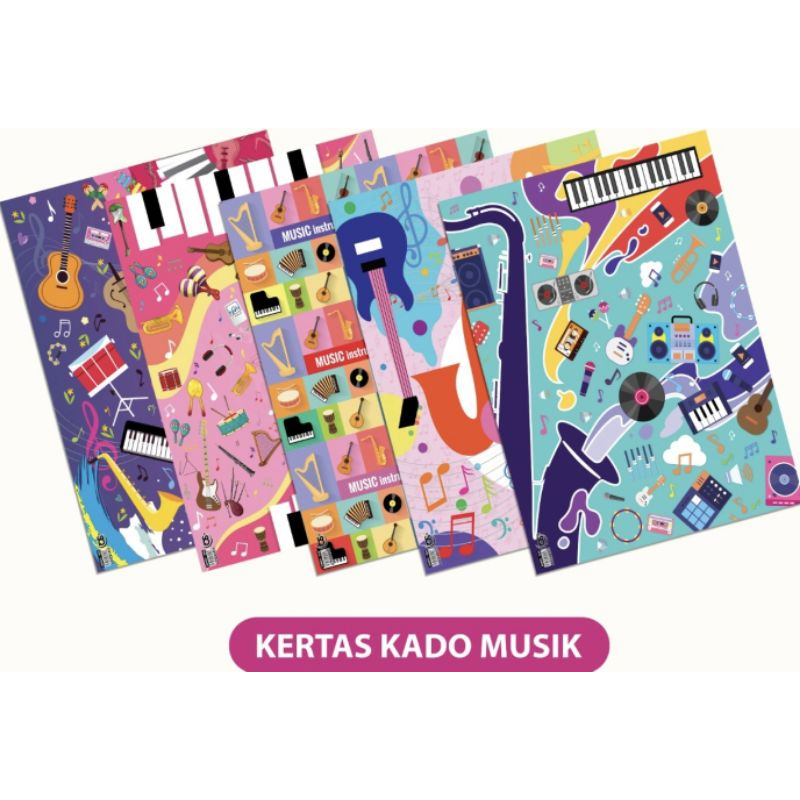 (50lembar) kertas kado/kertas bungkus/kertas kado lucu murah-MUSIC