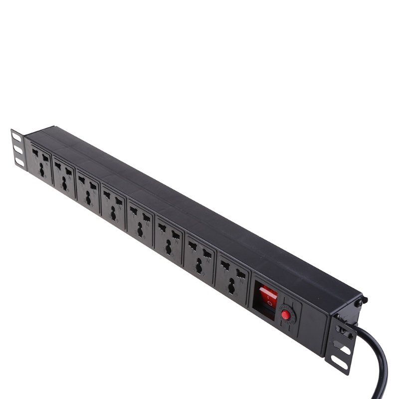 Cre 1u Pdu 8 Outlet Strip Server Rack Power Distribusi Pelindung Lonjakan 250v 10a 2500w 19 Inch Bahan Metal