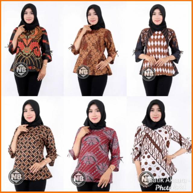 [ Terbaru ] Atasan Batik Wanita Kerja Kantor Ori Shabirah Batiksolo Blouse Blusebatik Batikmodern Xl