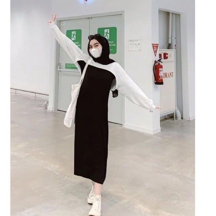 Stock Banyak Terbatas INNER DRESS RAJUT KNIT TANPA LENGAN [M L XL XXL] | LONG DRESS SPAN RAJUT PREMI