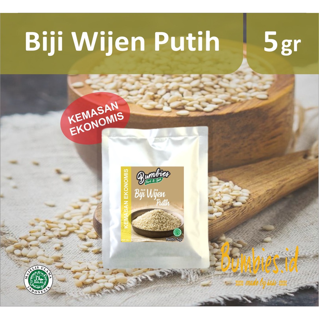 Biji Wijen Putih 5 gram bumbies kemasan ekonomis| white sesame seeds | Penyedap Rempah Rempah | Bumbu Instan