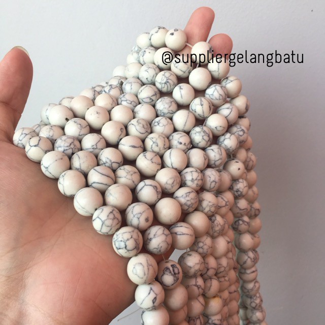 bahan pirus putih 12mm natural phyrus gelang kalung white howlite fashion pria wanita korea china