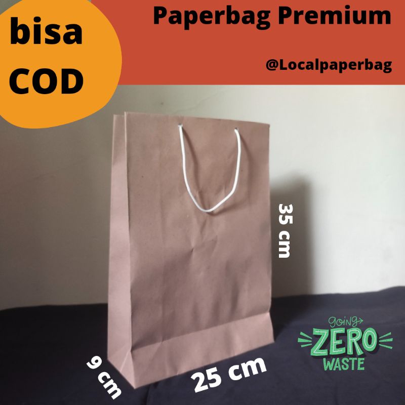 

paperbag cokelat/paperbag satuan/ukuran kertas Polio/ 25X9X35