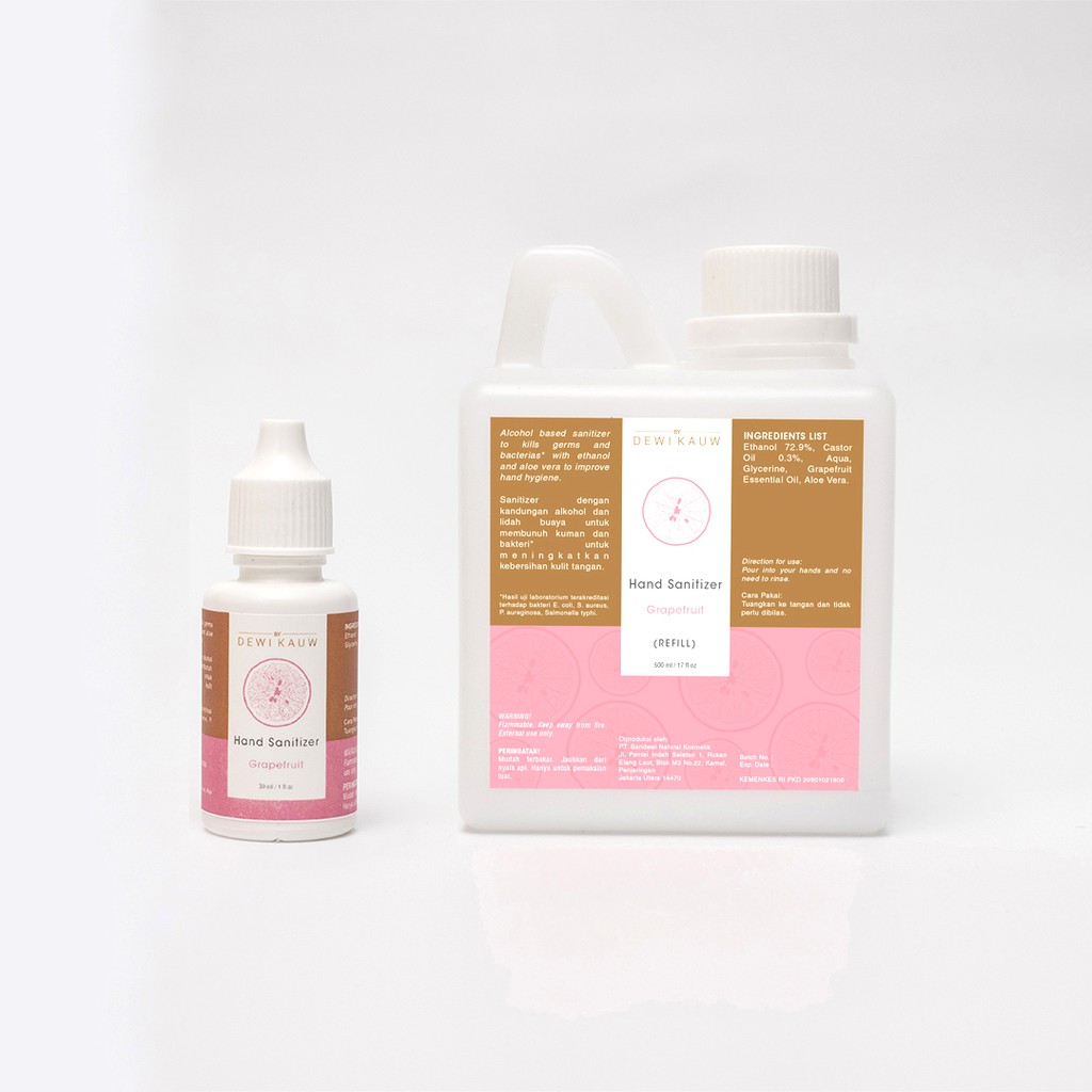 

Grapefruit Set Hand Sanitizer by Dewi Kauw (30ml and 500ml)