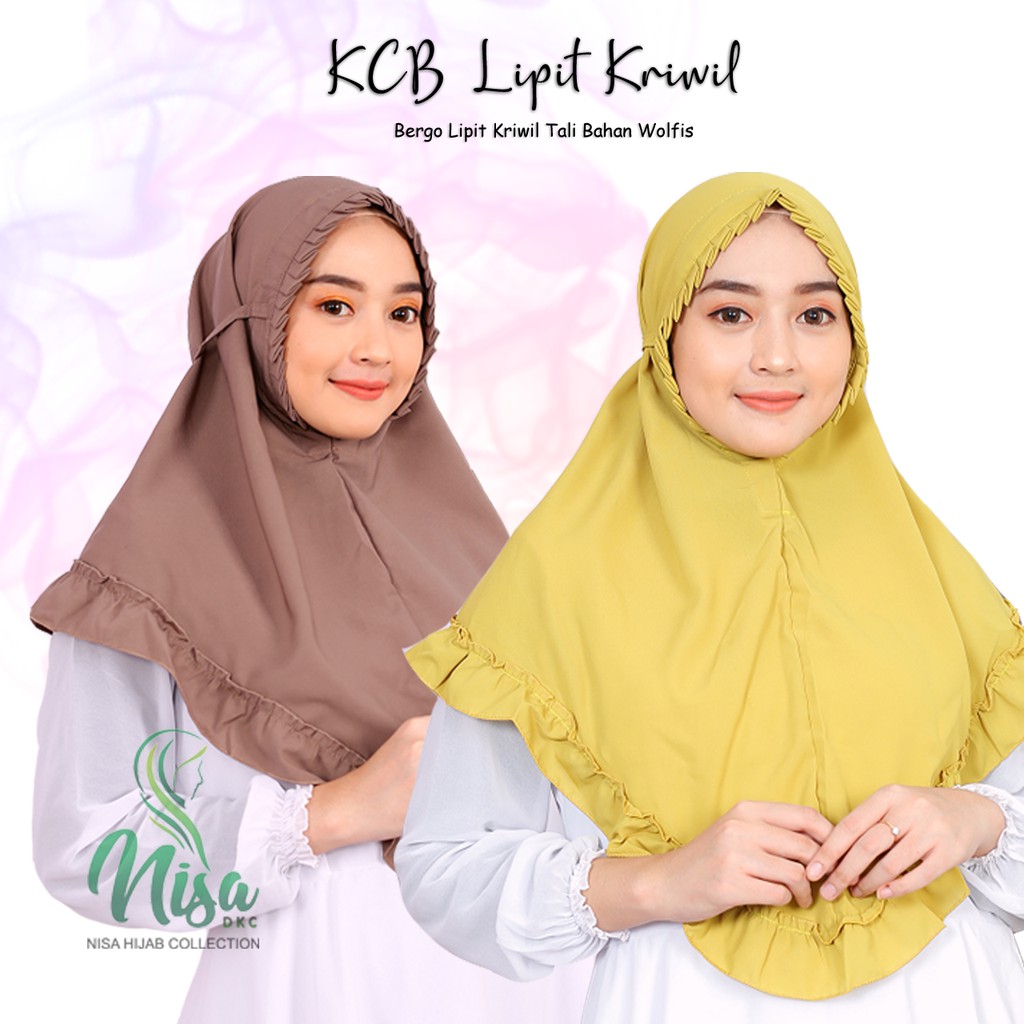 Jilbab Kriwil Lipit Tali - Hijab KCB Wolfis