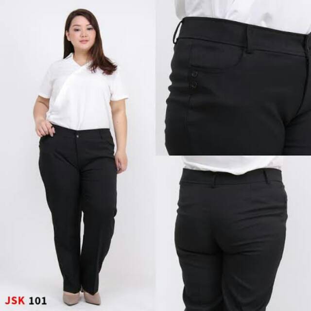 Celana Kain Wanita Hitam Abu Jumbo Xxxl Shopee Indonesia