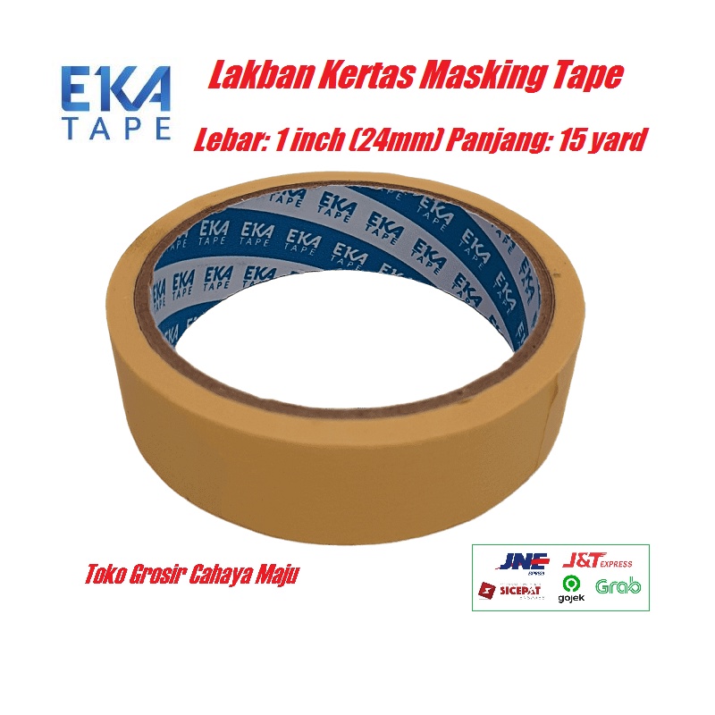 Lakban Kertas Masking Tape 1 inch x 15 yard (24mm x 15 yd) Eka Tape