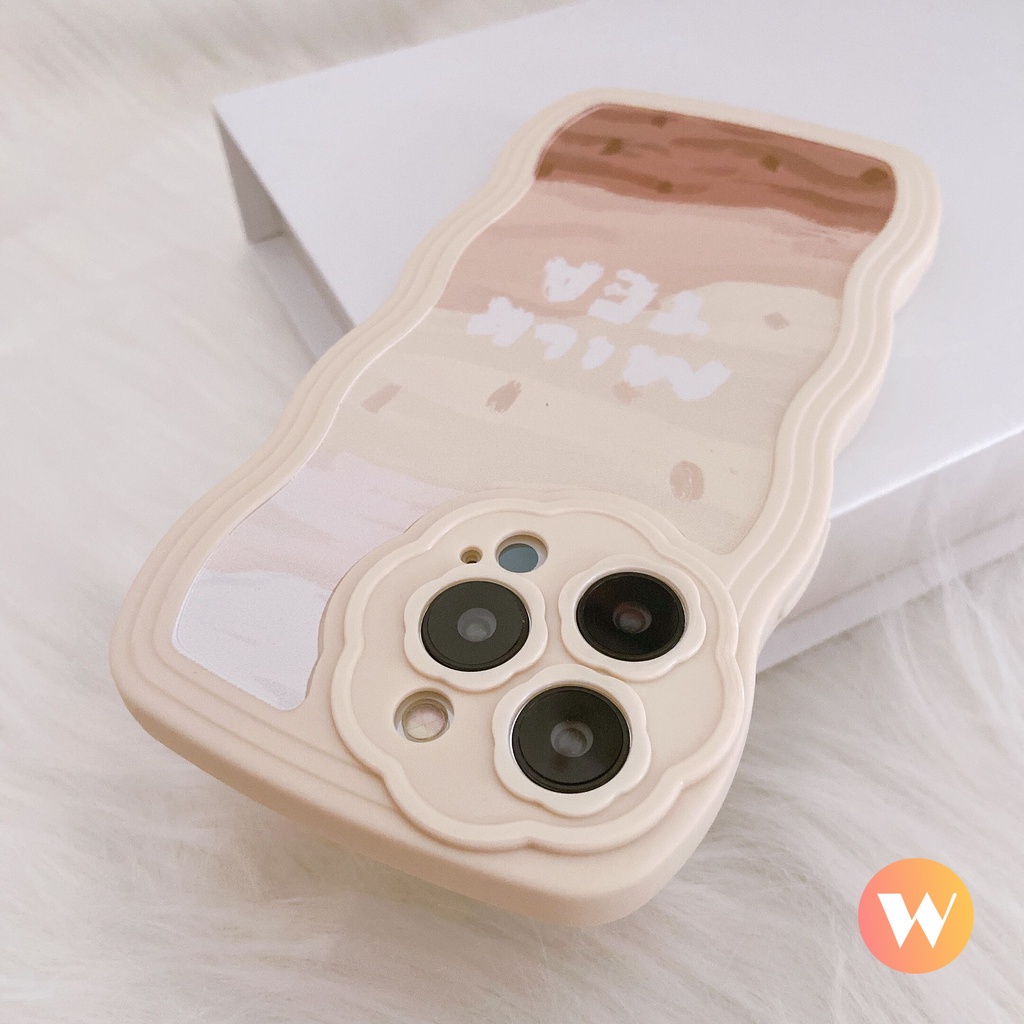 Soft Case Silikon Motif Bunga Milk Tea Untuk iPhone 7 8 SE Plus X XS XR 11 12 13 Pro Max SE 2020