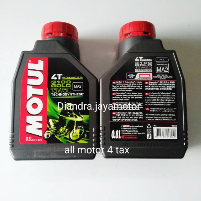 Oli mesin motul 4 tax 3100  800 ml sae 15-50 w 100% original for all motor 4 tax