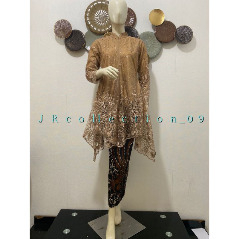 ( C O D ) Set Kebaya Tunik kerah sanghai / Kebaya Retseleting depan / Kebaya Modern / Kebaya Couple