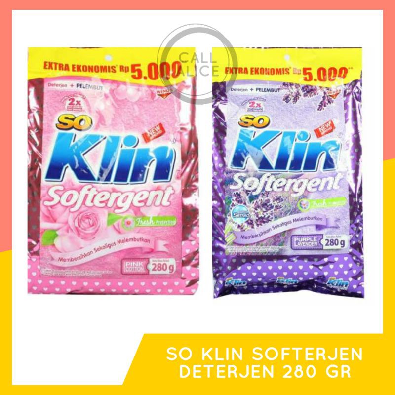 

[ SALE ] SO KLIN SOKLIN SOFTERJEN DETERJEN BUBUK KEMASAN EKONOMIS 280 GR PINK / UNGU