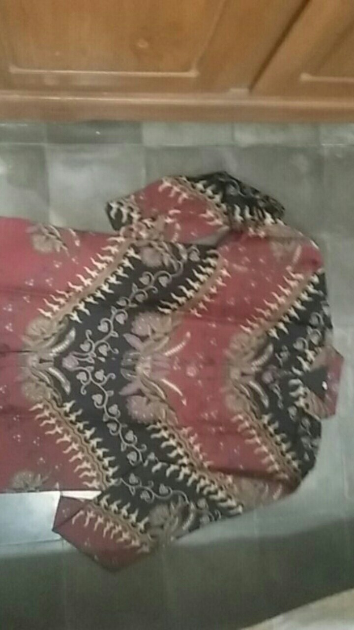 Batik Pria Solo Asli Lengan Panjang Lapis Furing Merah Dan Navy Parang Kembang Batik Solo