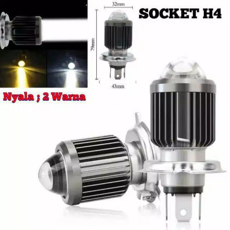 Lampu Depan Motor Mobil H4 Laser 2 warna