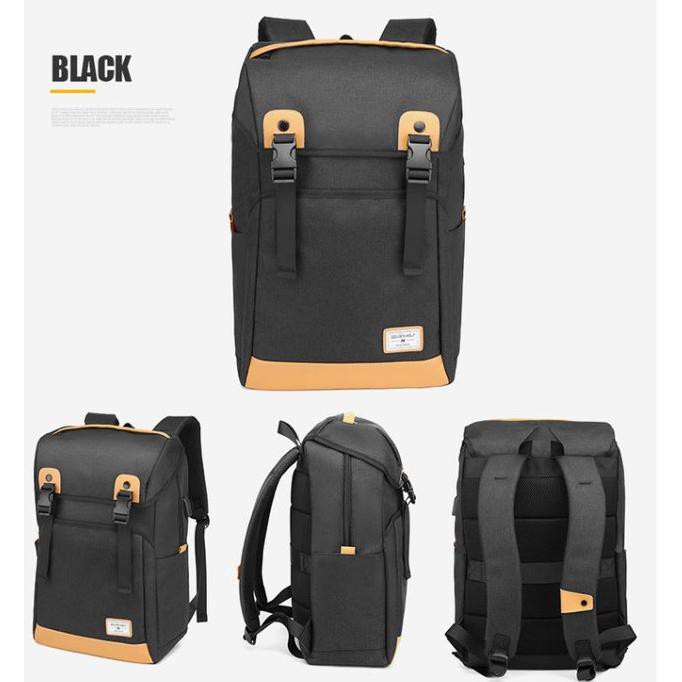 Golden Wolf Tas Ransel Kasual Backpack Laptop 15.6Inc GB00367 - Hitam