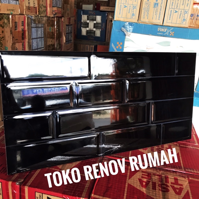 keramik dinding 25x50 bata hitam (glossy)/ keramik dinding kamar mandi/ keramik dinding motif bata/ 