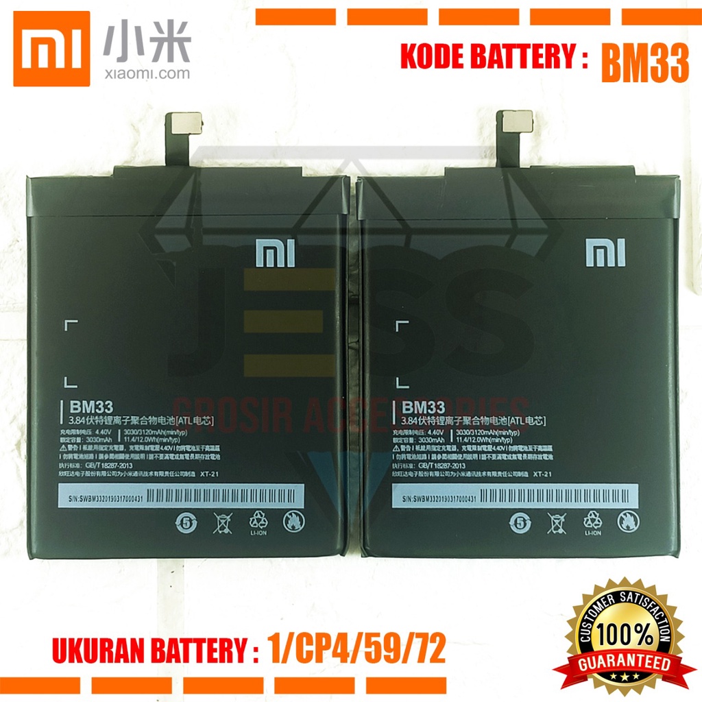 Baterai Battery Original Xiaomi BM33 &amp; BM-33 For type HP Batre Mi 4i - Mi4i