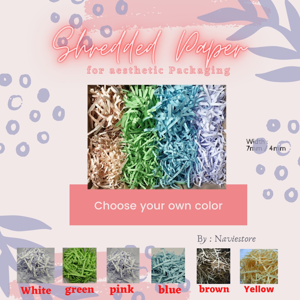 

Kertas Serut Kertas Cacah Shredded Paper Kertas Potong Kertas untuk Packing Aesthetic Hampers per 50g