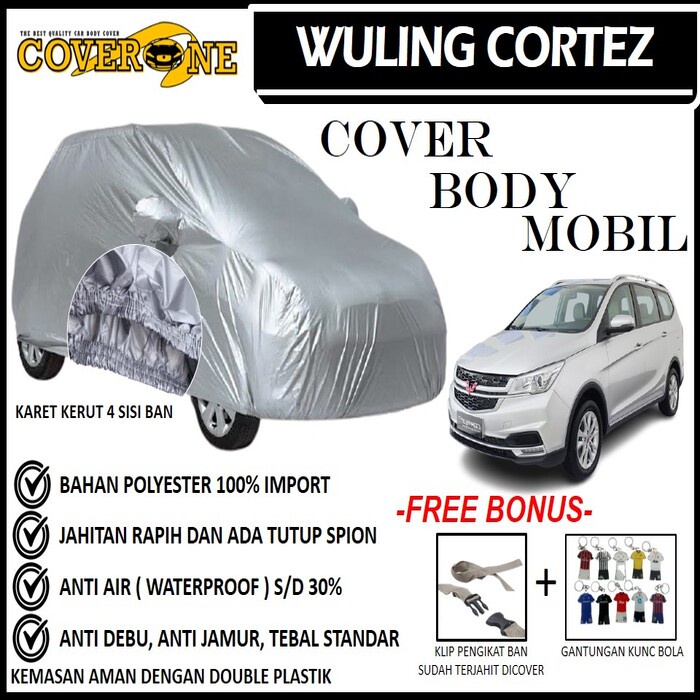 Selimut Sarung Body Cover Mobil Wuling Cortez / Mantel Penutup Mobil Wuling Cortez / Cover Mobil Outdoor Indoor / Selimut Mobil / Sarung Mobil / Cover Mobil Waterproof Anti Air Free Pengikat Ban