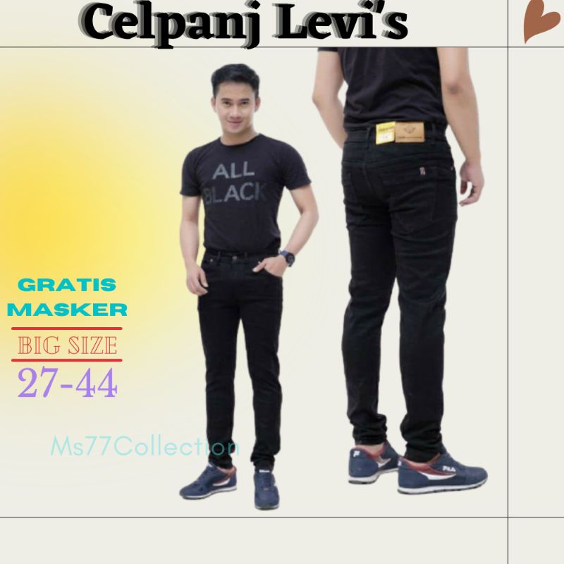 Ready+COD√Celana panjang pria levis motif polos dewasa cowok lepis murah jumbo 501 hitam remaja slim