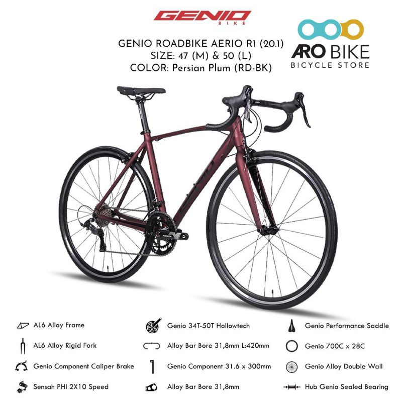 sepeda balap roadbike 700c Genio Aerio R1 alloy by united size M