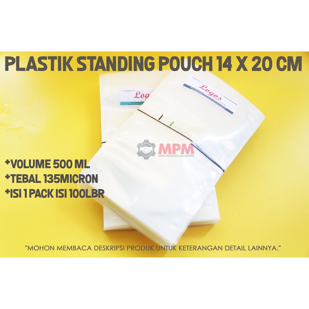  Plastik  Standing Pouch Nylon  500ml Uk 14x20 cm Ready 