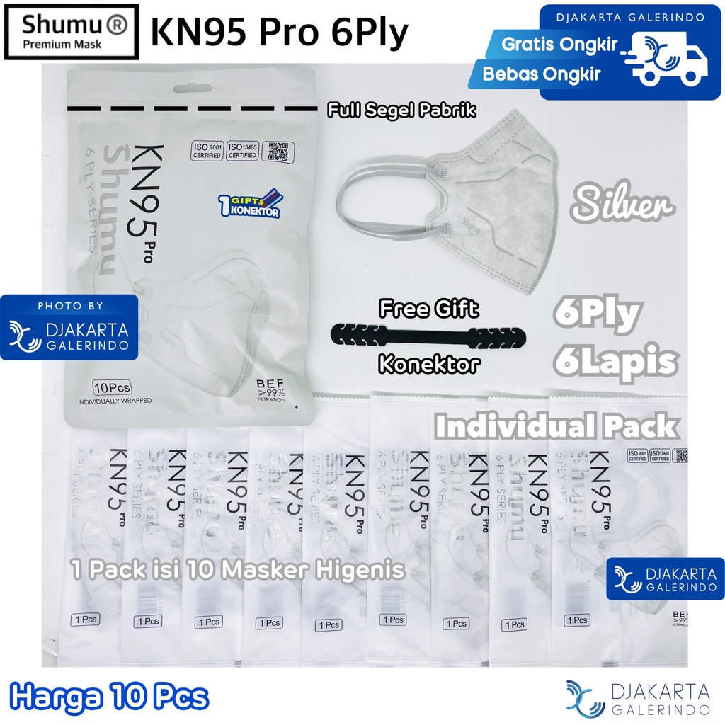 Masker SHUMU KN95 Pro 6Ply Individual Pack isi 10Pcs